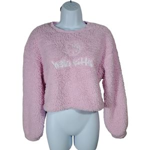 Hello kitty fuzzy cropped sweater.
